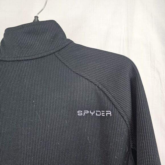 SPYDER Outbound 1/4 Zip Core Fleece Lined Pullover Sweater Mens Medium Black - Picture 6 of 6